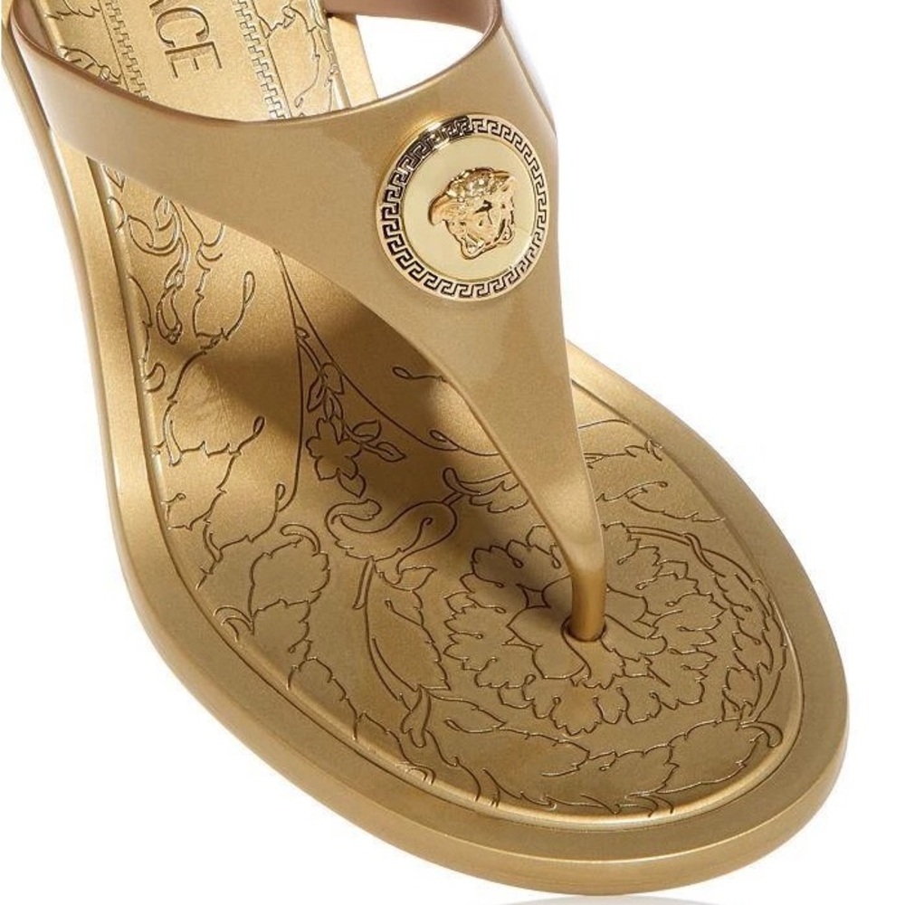 New Authentic Versace Gold Sandals size 40 - Picture 4 of 14